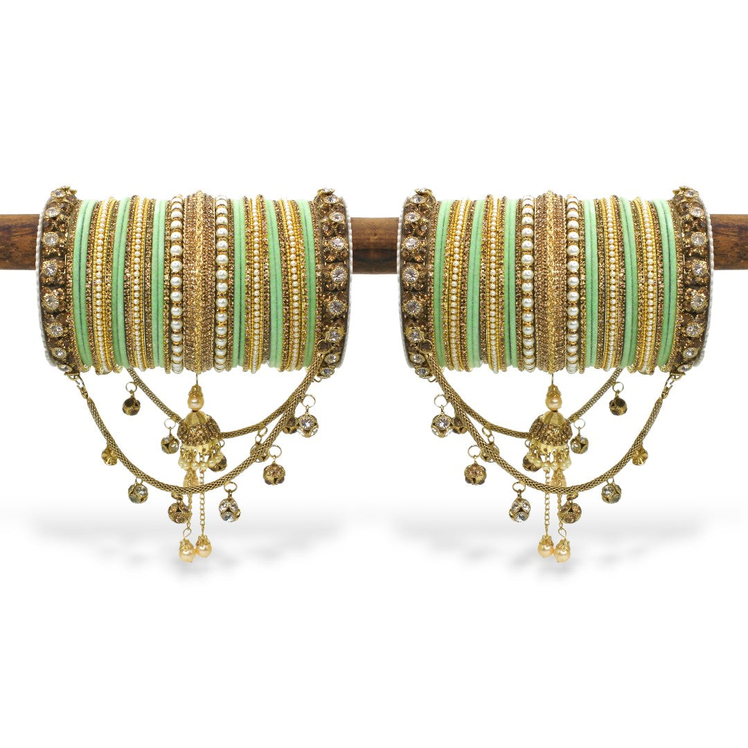 Bridal Jhoola Style Bangle set for two hands by T4 Jewels