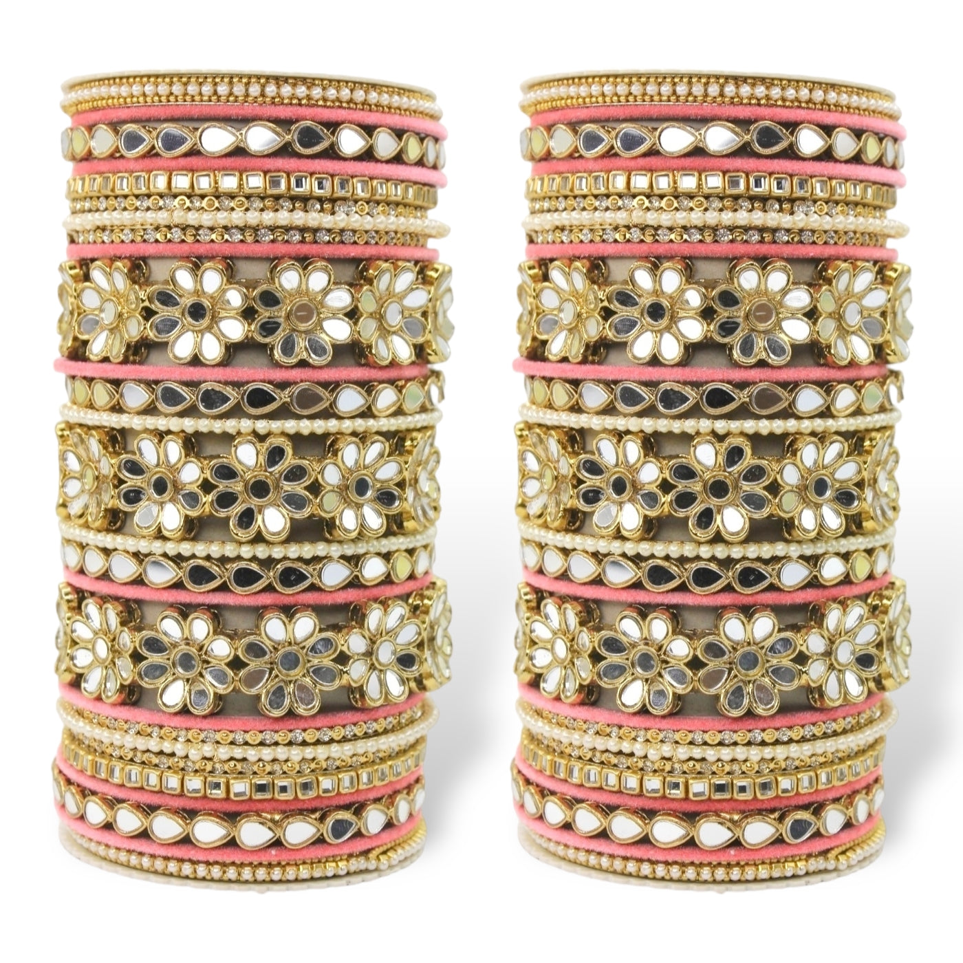 Mirrored Bridal Bangle Set with Silk thread Bangles by T4 Jewels