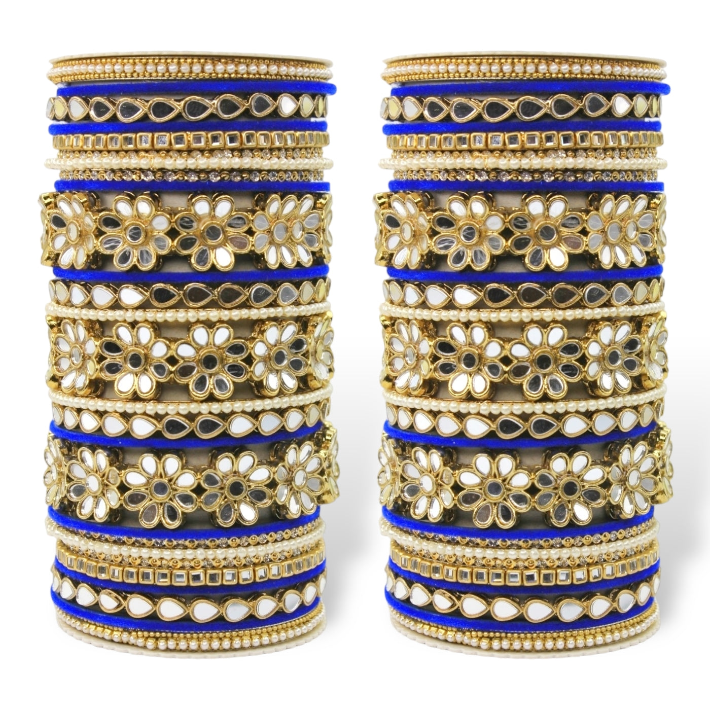 Mirrored Bridal Bangle Set with Silk thread Bangles by T4 Jewels