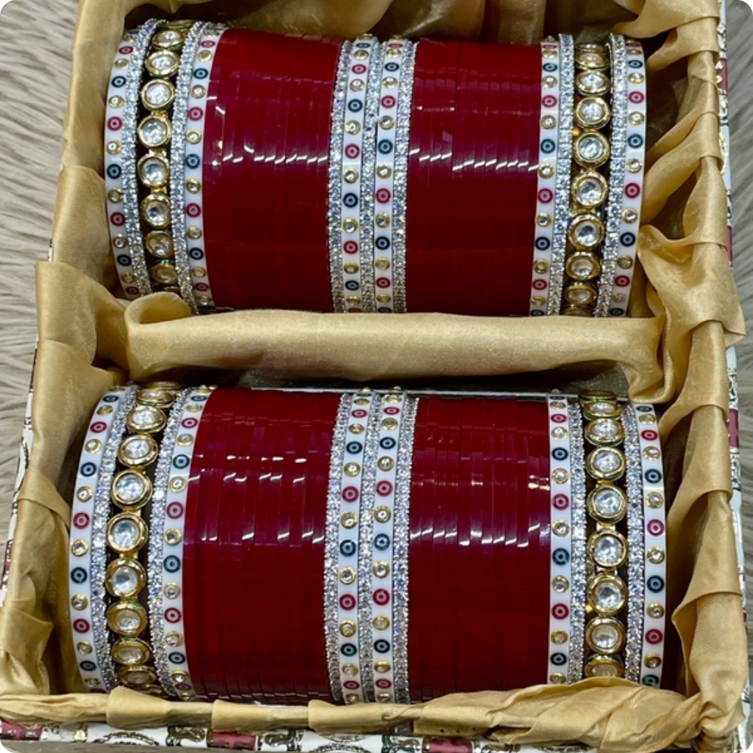 T4 Jewels | Kundan & Crystal Embellished Bridal Chooda ❤️💍-8H