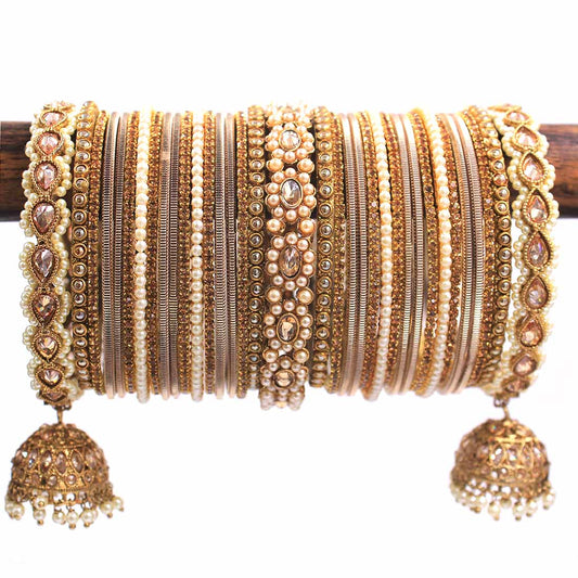 Rich Texture bangle set with Jhumki Borders by T4 Jewels for One Hand