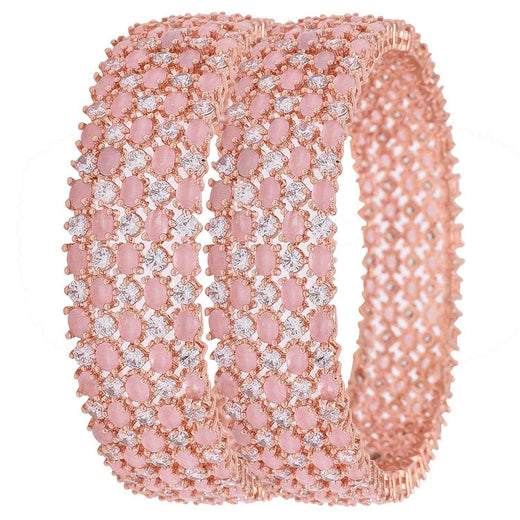 Partywear Pink Designer Beautiful American Diamond Bangles For Women & Girls (Set Of 2)