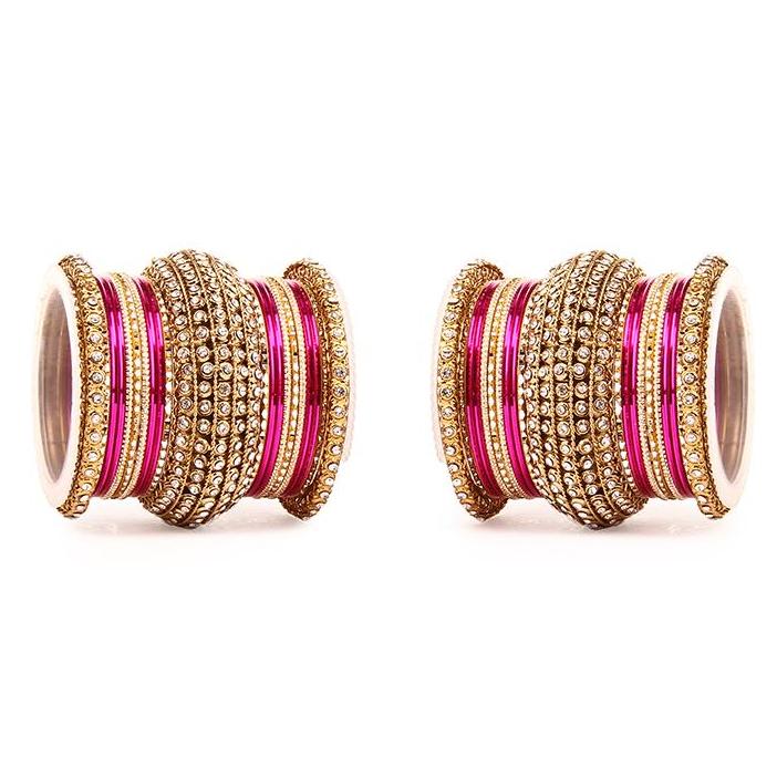 Set of 2 Colored Chakri Shining Bangle Set