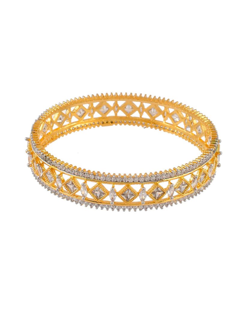 Set of 2 AD Gold Plated Kada Bangles for Women (AD-0017) - T4 Jewels