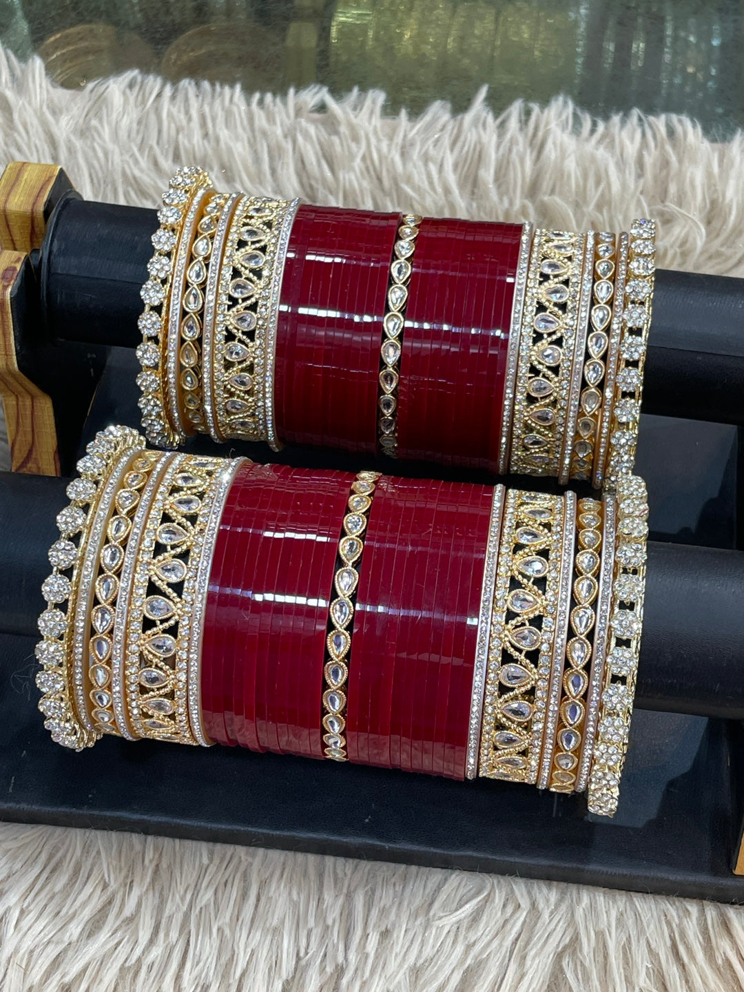 T4 Jewels Grand Royal Kundan Embellished Bridal Chooda with Teardrop Stone Accents - 18HA