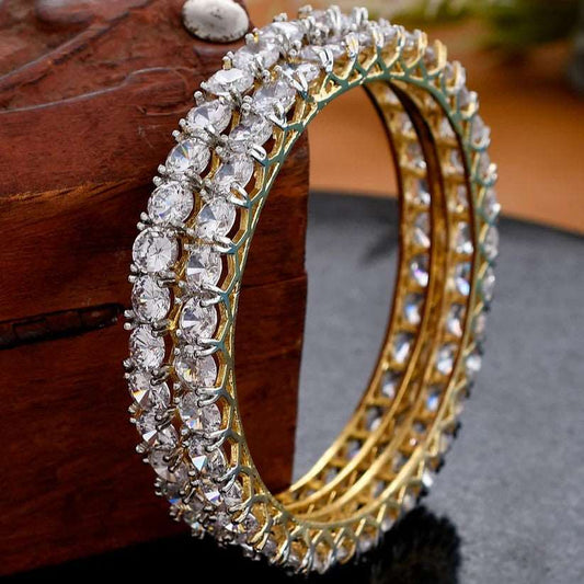 Set Of 2 Gold Plated American Diamond Bangles (AD-001)