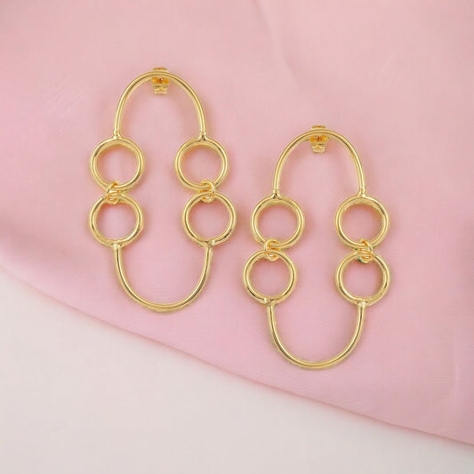 Beautiful Round Matte Gold Finish Earrings