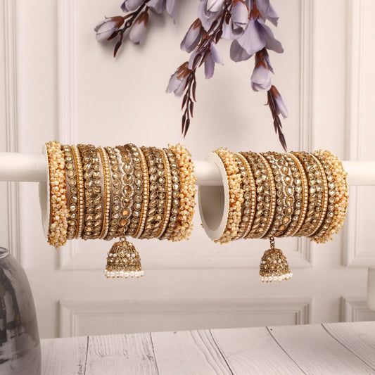 Bridal Stone Bangle Set with Jhumki by T4 Jewels