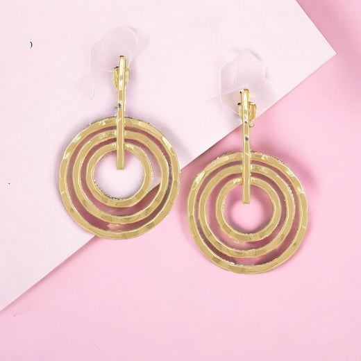 Matte Gold Finish Round drop design Earrings