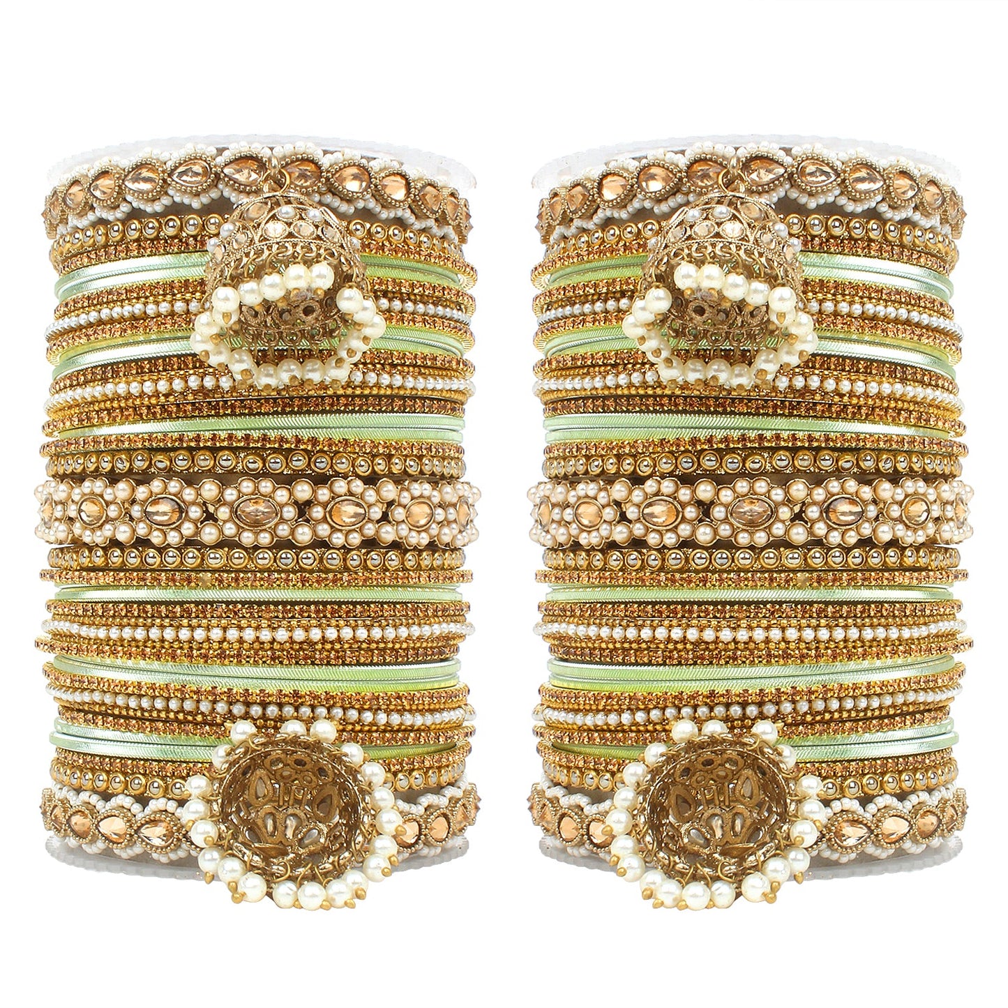 Set of 2 Rich Texture bangle set with Jhumki Borders by T4 Jewels