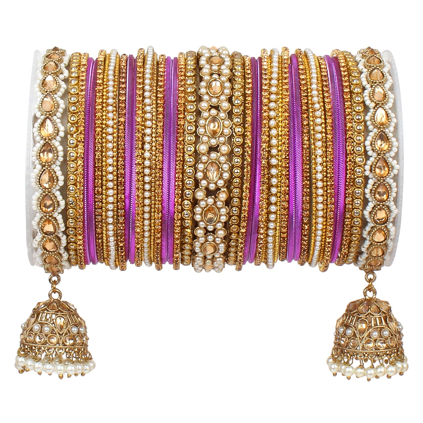 Rich Texture bangle set with Jhumki Borders by T4 Jewels for One Hand