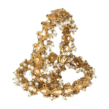 Traditional Kundan Kada with side ghungroo by Leshya BANGLES BY LESHYA