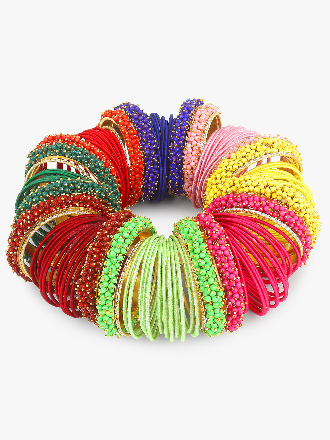 Bangle Bunch with Gajra Kada and Velvet Bangles (8 Colours)