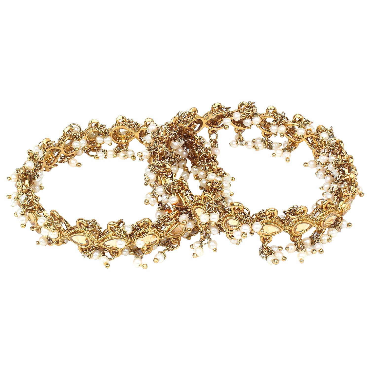 Traditional Kundan Kada with side ghungroo by Leshya BANGLES BY LESHYA