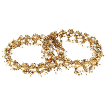 Traditional Kundan Kada with side ghungroo by Leshya BANGLES BY LESHYA