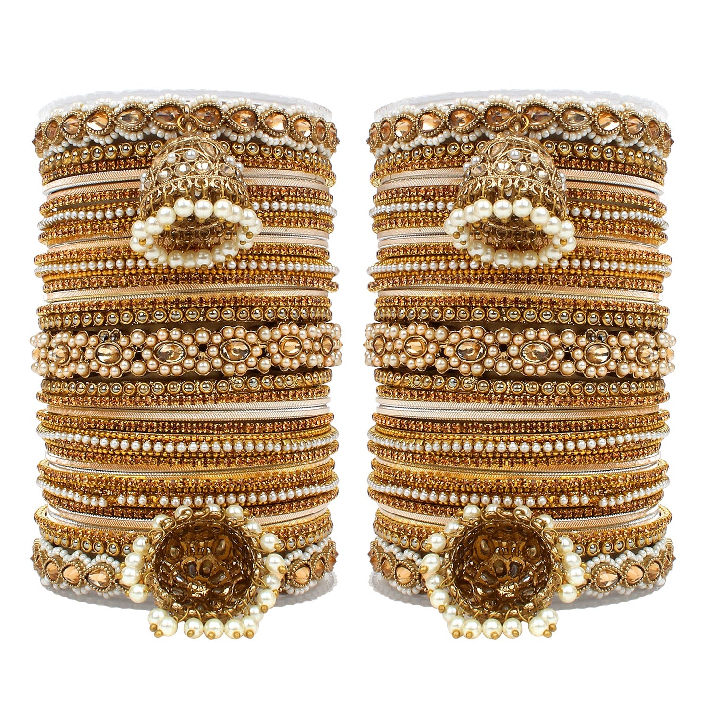 Set of 2 Rich Texture bangle set with Jhumki Borders by T4 Jewels