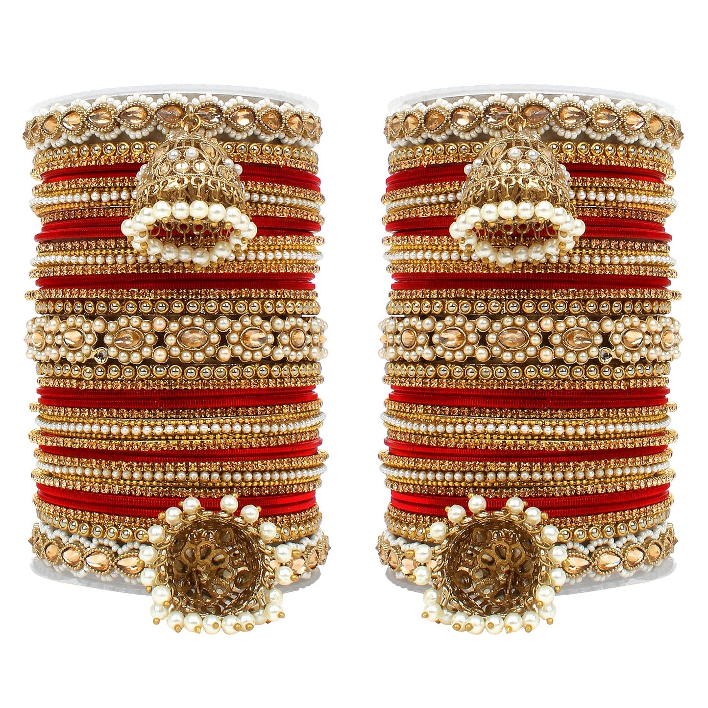 Set of 2 Rich Texture bangle set with Jhumki Borders by T4 Jewels