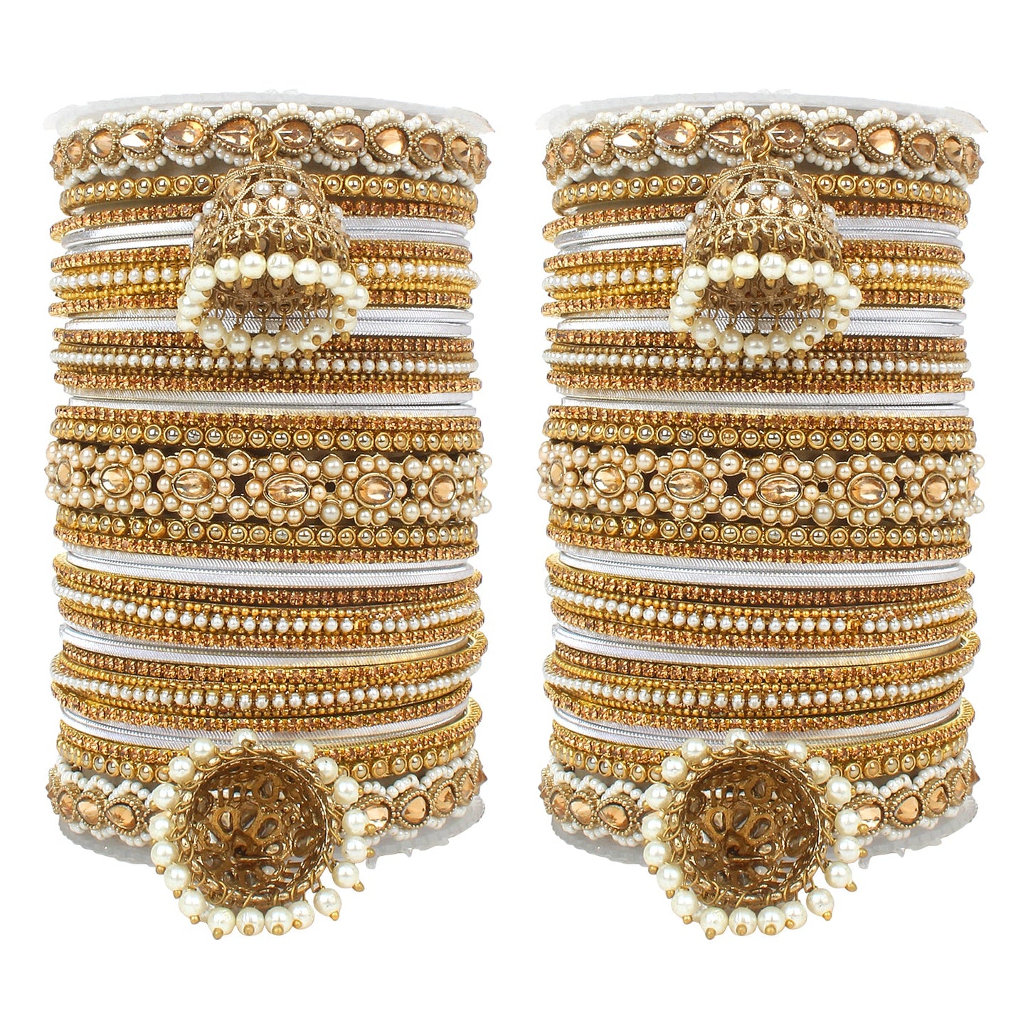 Set of 2 Rich Texture bangle set with Jhumki Borders by T4 Jewels