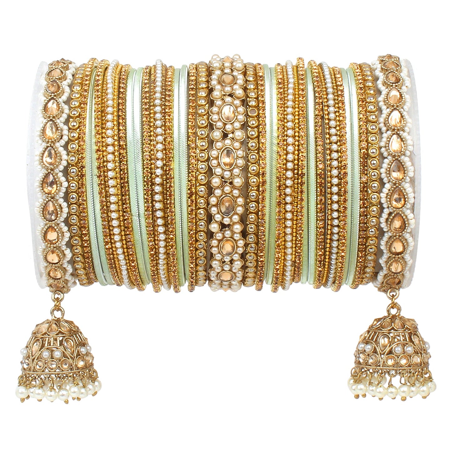 Rich Texture bangle set with Jhumki Borders by T4 Jewels for One Hand