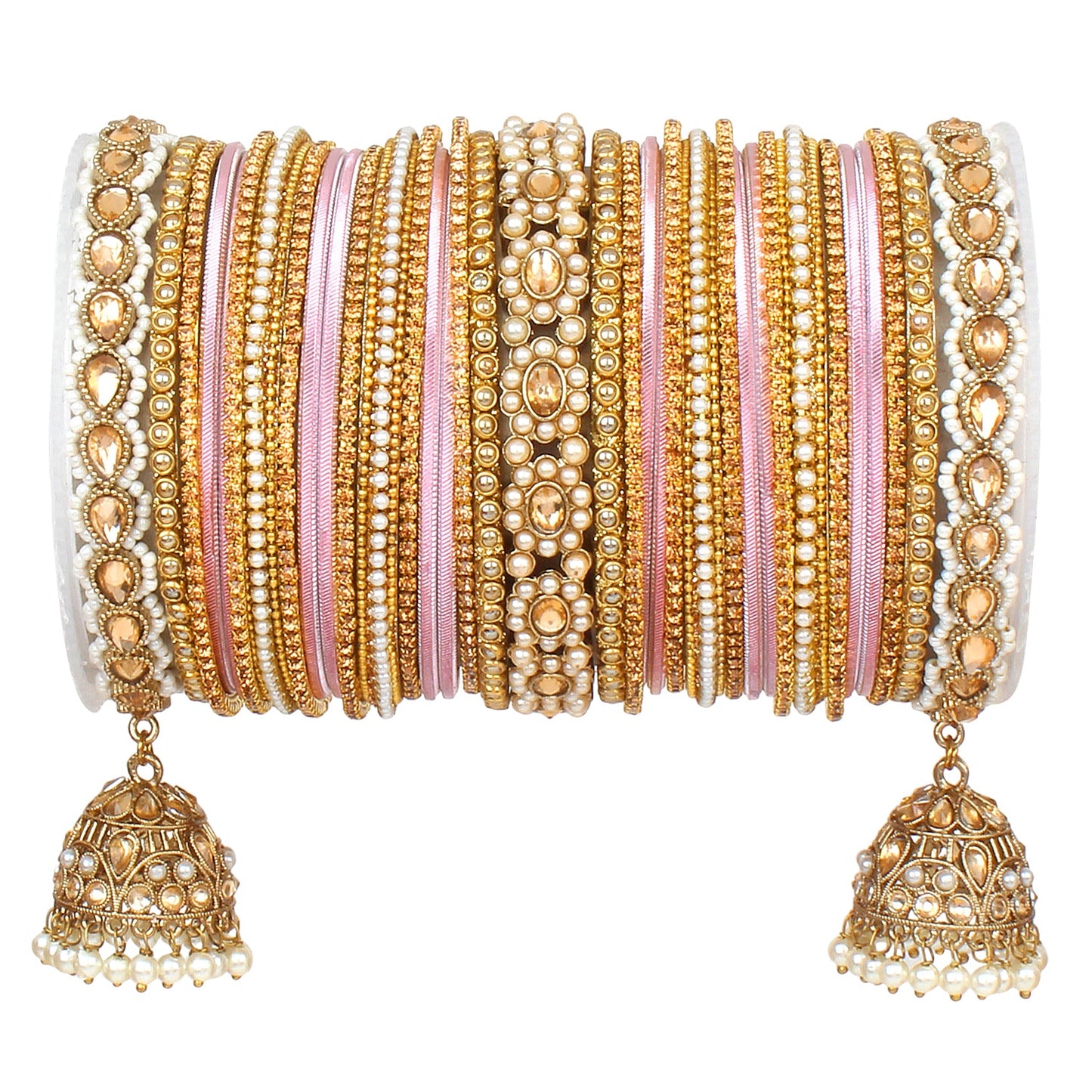 Rich Texture bangle set with Jhumki Borders by T4 Jewels for One Hand