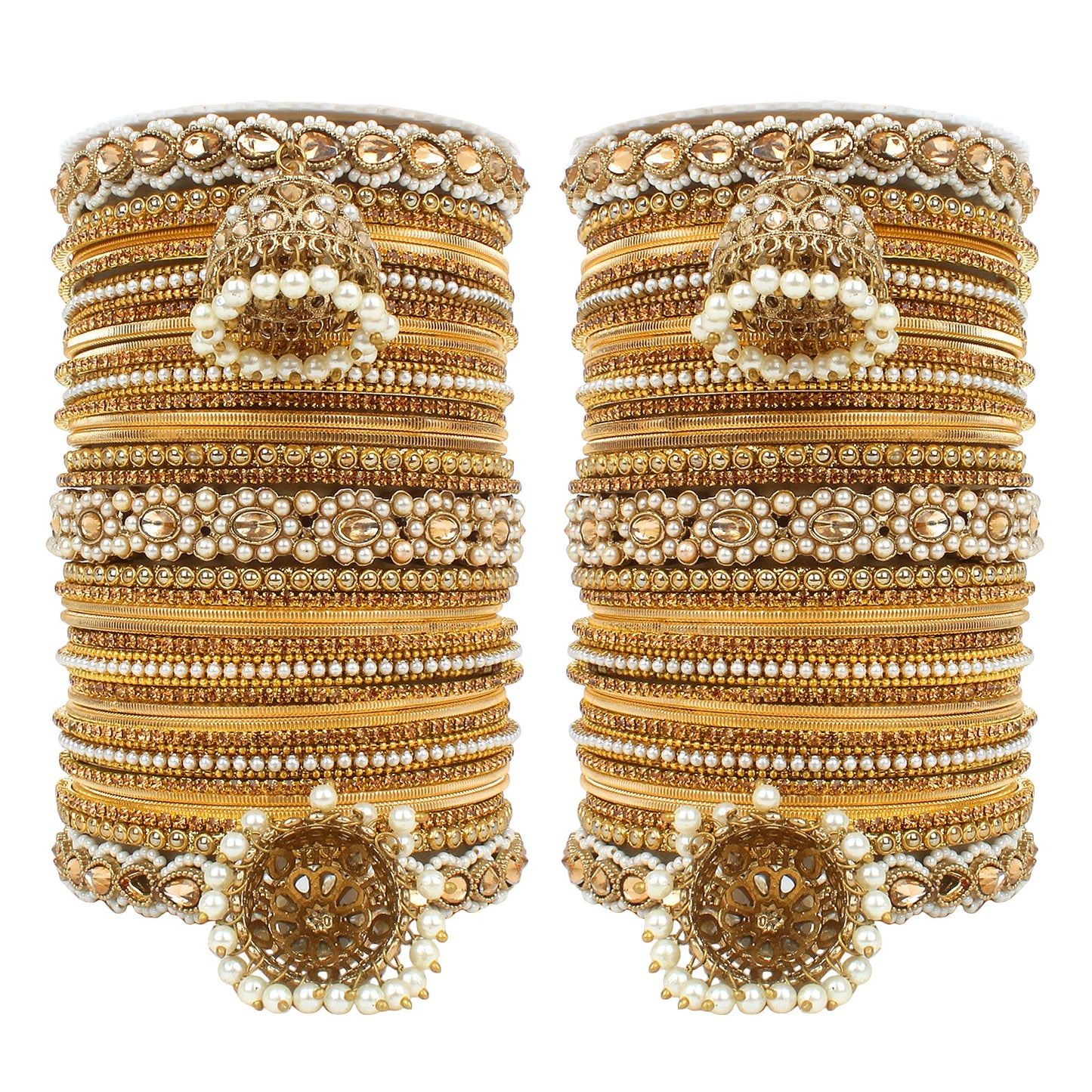 Set of 2 Rich Texture bangle set with Jhumki Borders by T4 Jewels