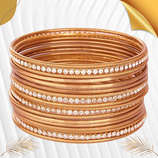 T4 Jewels Golden Color Bangles Set (Pack Of 18).
