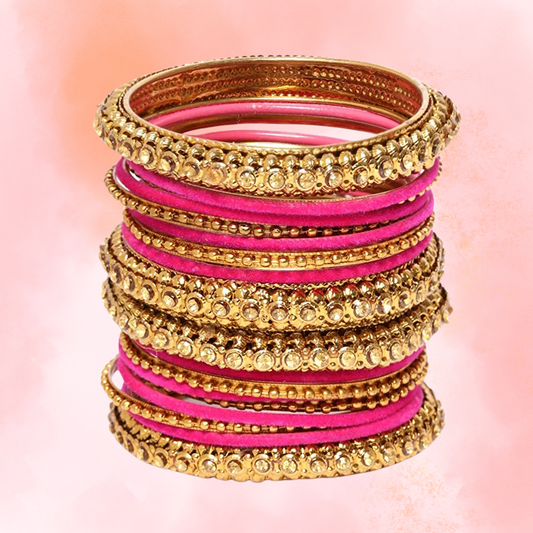 T4 Jewels Golden Color Velvet Bangle Set - JC2NO.