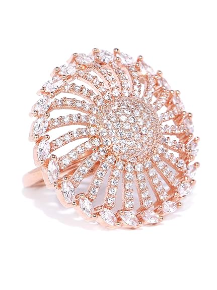 T4 Jewels Rose Golden Color American Diamond Ring - ADR002
