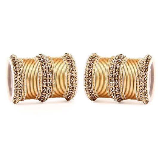 Set of 2 Bridal Matte Textured Bangle Set Golden All Bangle Sets T4 Jewels