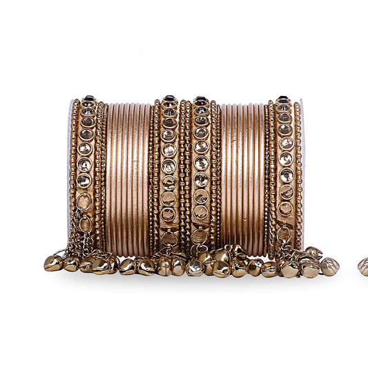 Traditional Ghungroo Bells Bangle With Silk Thread And Stone