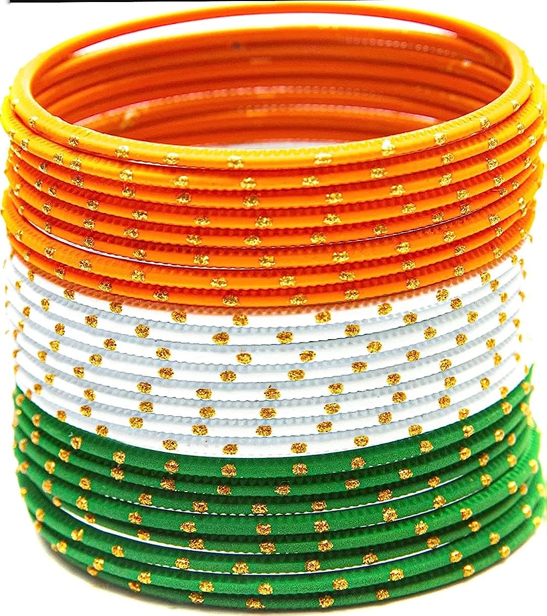 T4 Jewels Dotted Tricolor Bangle Set (Pack Of 24)