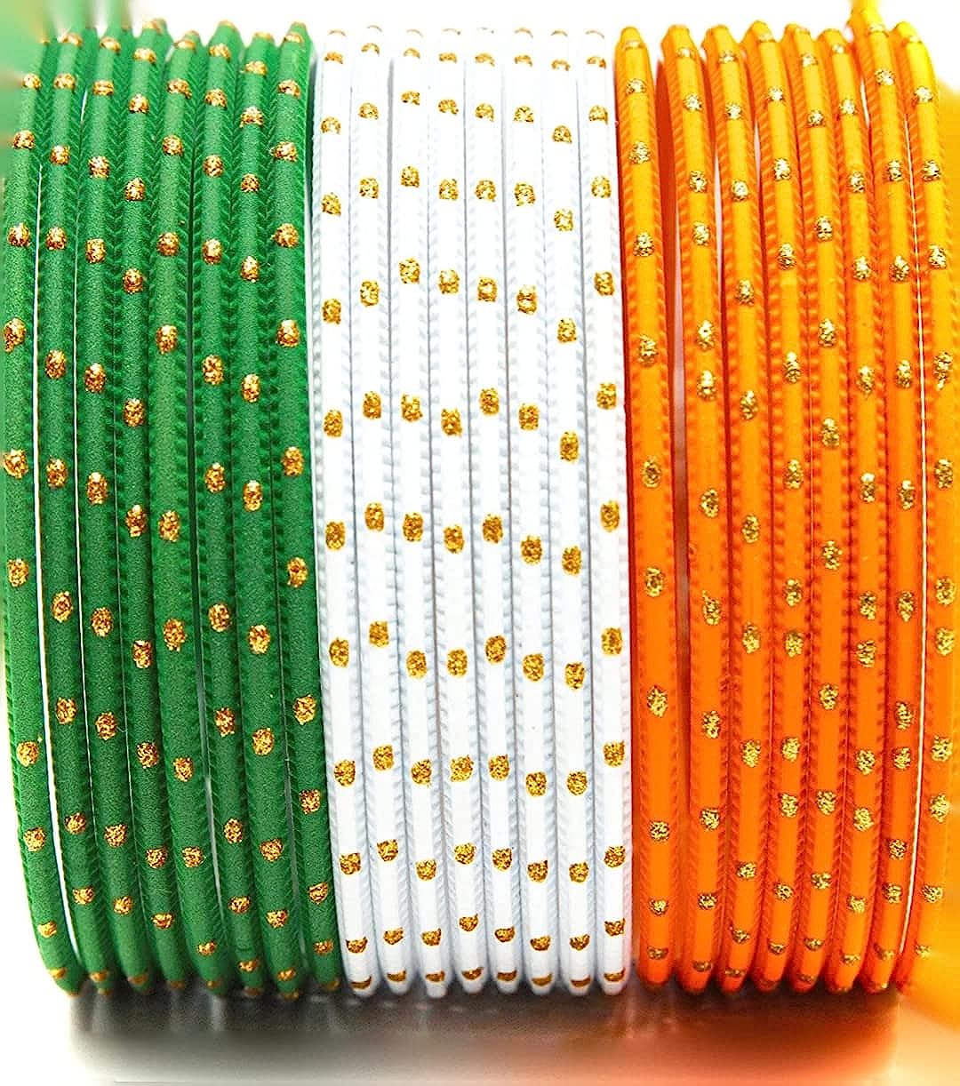 T4 Jewels Dotted Tricolor Bangle Set (Pack Of 24)