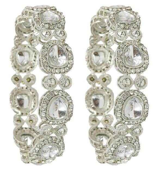SAIYONI Beautiful Gold & Silver Plated Designer Metal Bangles Set For Women & Girls (Set Of 2)