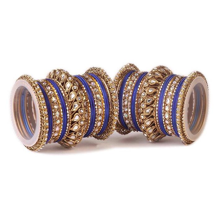 Set of 2 Kundan Bangle Set With Chakri Kada