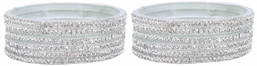 T4 Jewels Stylish Glass Diamond Bangles Set For Women & Girls | White Stone Bangles | Bangles For Women Glass | Bangles For Wedding, Party, Function, Daily use | Kanch ki Chudiyan- Set of 12