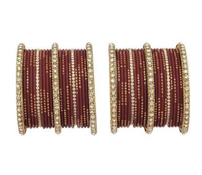 T4 Jewels 18k Gold Plated Zircon Stones Studded Designer Fashion Jewellery Metal Bangles Set - 99NO