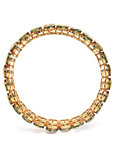 T4 Jewels Set of 4 Antique Gold Plated Round Polki Kundan Rajwadi Bangles for Women T4 Jewels