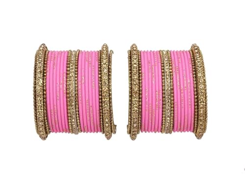 T4 Jewels Golden Kundan GemStones & Beads Studded Metal Bangles Set Fashion Jewellery For Women & Girls T4 Jewels