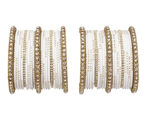 T4 Jewels 18k Gold Plated Zircon Stones Studded Designer Fashion Jewellery Metal Bangles Set - 99NO