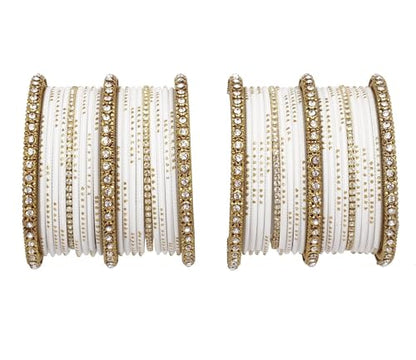 T4 Jewels 18k Gold Plated Zircon Stones Studded Designer Fashion Jewellery Metal Bangles Set - 99NO