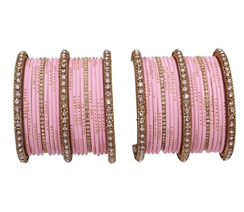 T4 Jewels 18k Gold Plated Zircon Stones Studded Designer Fashion Jewellery Metal Bangles Set - 99NO