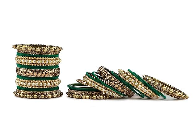 T4 Jewels Metal With Zircon Gemstones Attractive Glossy Finish Gold Plated Fashion Jewellery Metal Bangle Set For Women & Girls T4 Jewels