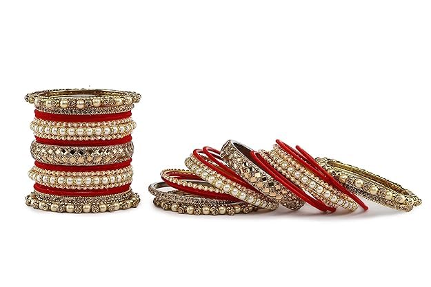 T4 Jewels Metal With Zircon Gemstones Attractive Glossy Finish Gold Plated Fashion Jewellery Metal Bangle Set For Women & Girls T4 Jewels