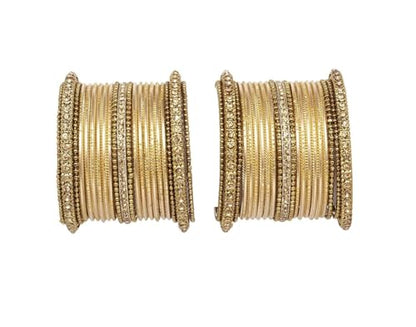 T4 Jewels Golden Kundan GemStones & Beads Studded Metal Bangles Set Fashion Jewellery For Women & Girls T4 Jewels