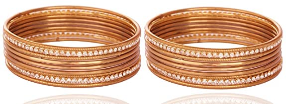 T4 Jewels Zircon Silver Gemstones Studded Oxidised Bangles For Women & Girls T4 Jewels