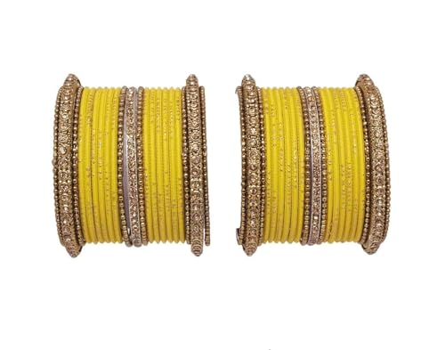 T4 Jewels Golden Kundan GemStones & Beads Studded Metal Bangles Set Fashion Jewellery For Women & Girls T4 Jewels