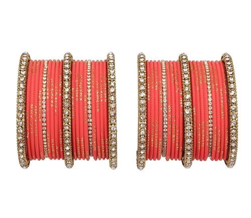 T4 Jewels 18k Gold Plated Zircon Stones Studded Designer Fashion Jewellery Metal Bangles Set - 99NO