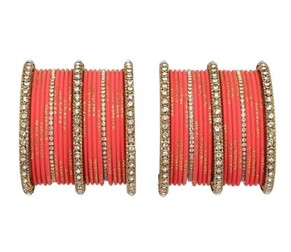 T4 Jewels 18k Gold Plated Zircon Stones Studded Designer Fashion Jewellery Metal Bangles Set - 99NO