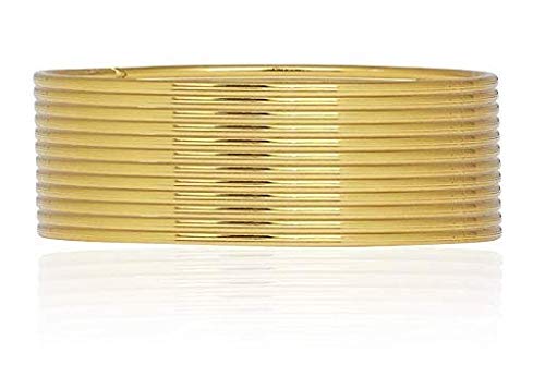 T4 Jewels Golden/Silver/Black Ethnic Oxidised Plated Plain Bangles (Party & Functions) For Women & Girls - (Set Of 12 Bangles) Golden T4 Jewels