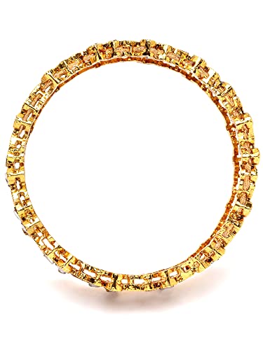T4 Jewels Antique Gold Plated Set of 2 Mirror Studded Bangles for Women T4 Jewels
